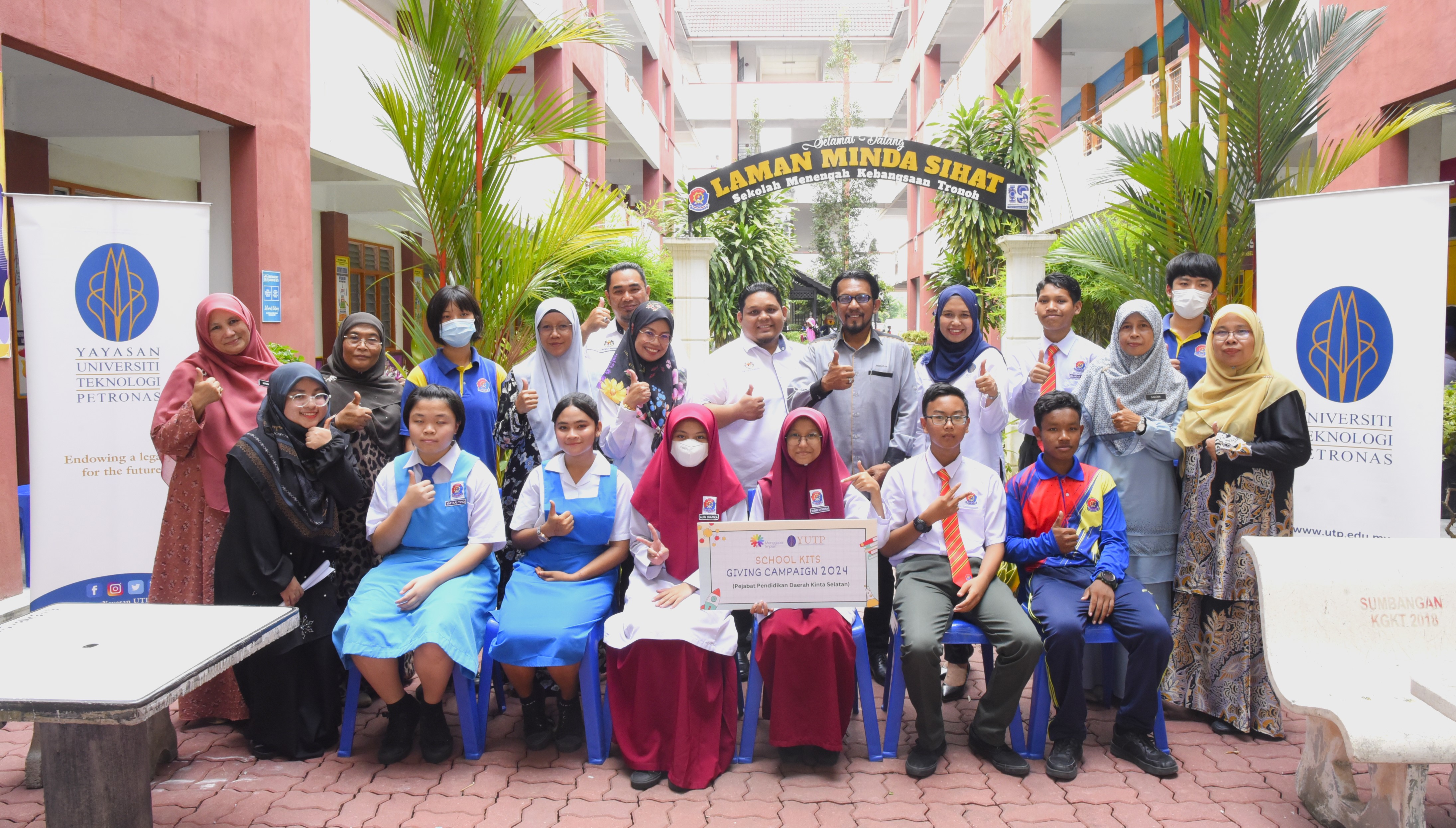 Students receiving kits
